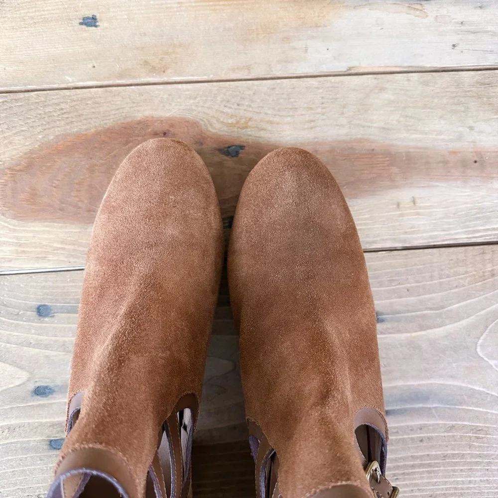 Kenneth Cole Reaction 7 pil-gram Booties‎ Boots Chestnut Brown Suede Buckles 11